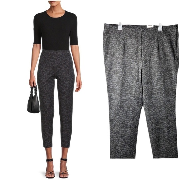 Time and Tru Pants - Time and Tru Gray Black Animal Leopard Print Comfort Cropped Pants NWT Plus Sz18